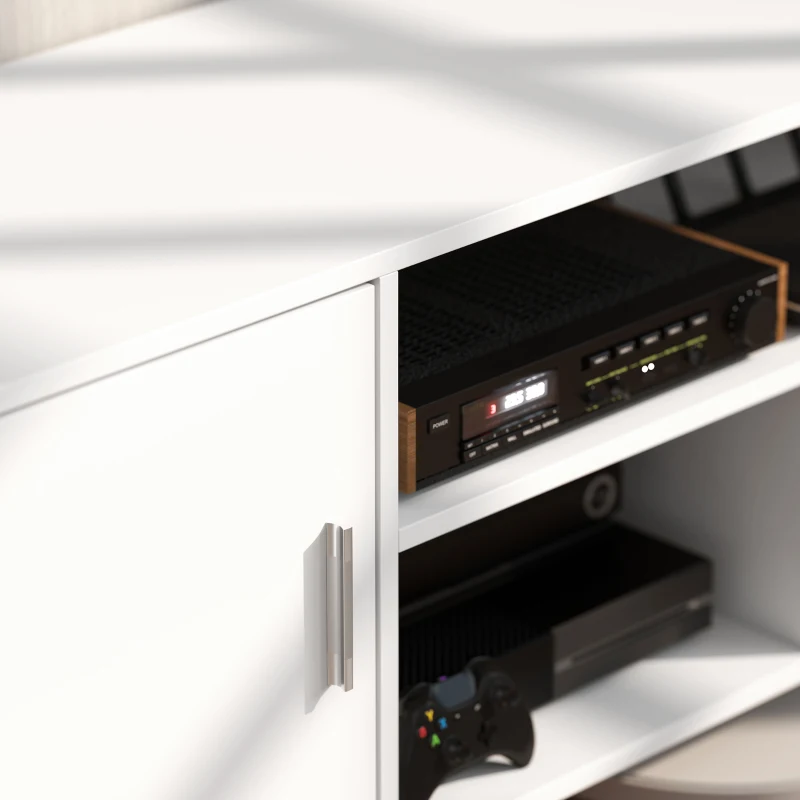 HOMCOM Mueble de TV para Televisores de hasta 60" Mesa para TV de Salón Comedor Moderna con Armario y 3 Compartimentos 120x40x55 cm Blanco