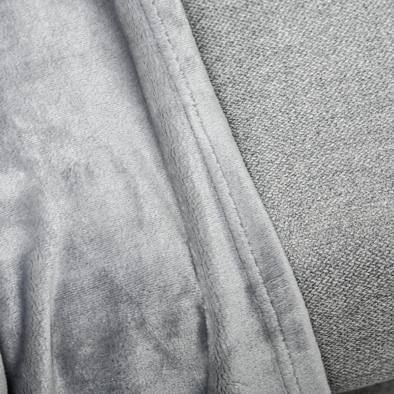 HOMCOM Coperta in Flanella 330 GSM Reversibile per uso Interno ed Esterno, 203x152x0.5 cm, Grigio
