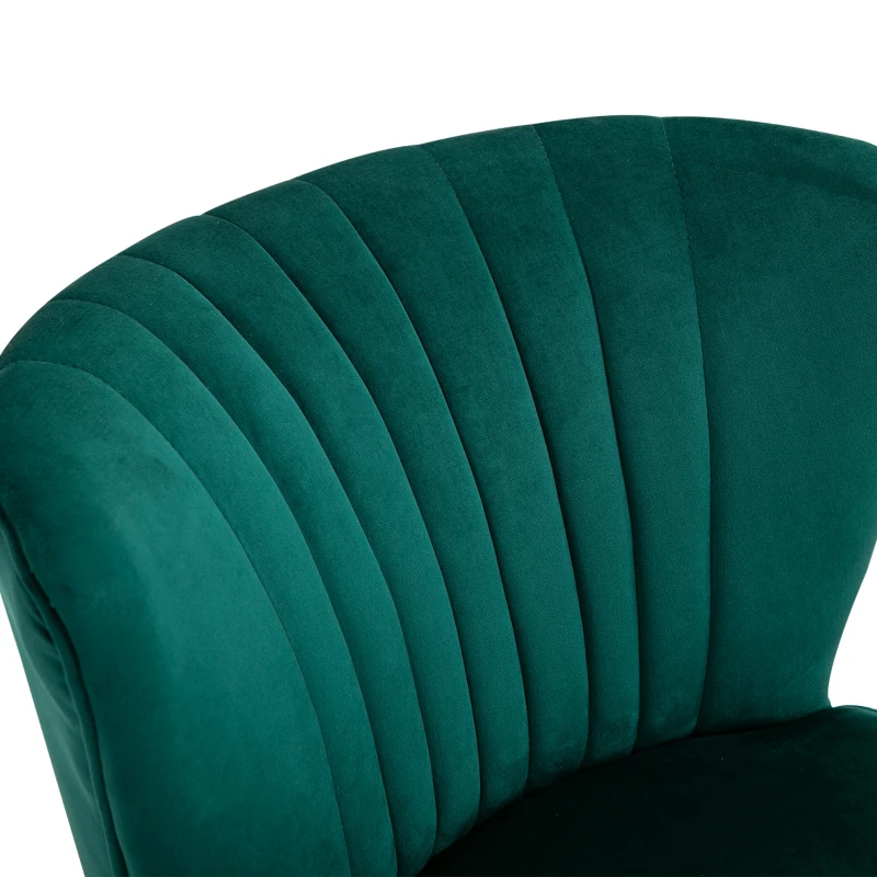 HOMCOM Poltroncina Stile Nordico dal Design Ergonomico in Legno e Velluto Verde per Casa e Soggiorno 57 x 68 x 76 cm