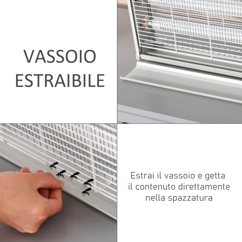 Outsunny Elettroinsetticida da Esterno e Interno con Lampada Antizanzare UV per 60m², Zanzariera Elettrica 30W Grigio