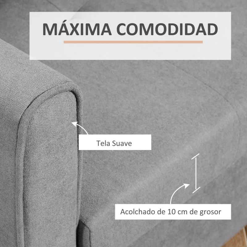 HOMCOM Sofá Cama de 2 Plazas Sofá Cama Tapizado en Poli Algodón con 2 Cojines Desmontables y Espacio de Almacenamiento Sofá Doble para Salón Oficina  152x101x81 cm Gris