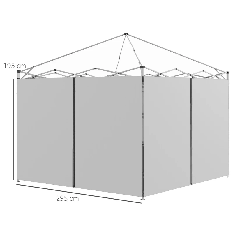 Outsunny Set of Two 3 x 3(m) Replacement Zipped Gazebo Walls - Grey