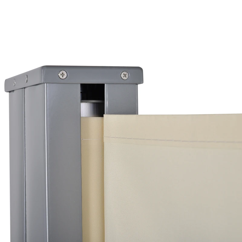 Outsunny Toldo Lateral Retráctil Doble 600x160 cm Pantalla de Privacidad Extensible con Ángulo Ajustable y Protección UV 50+ para Jardín Balcón Terraza Beige