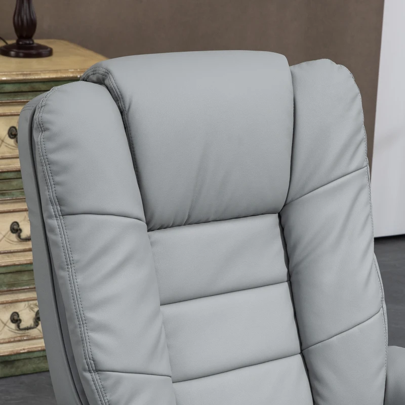 HOMCOM Fauteuil relax inclinable 135° grand confort pivotant 360° avec repose-pieds revêtement synthétique gris(m-8)