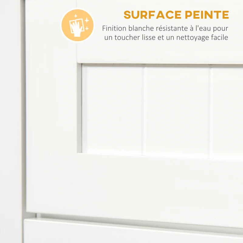HOMCOM Meuble armoire micro-ondes pour cuisine avec 1 tiroir, 2 Portes 60 x 40 x 122,5 cm - MDF - Blanc