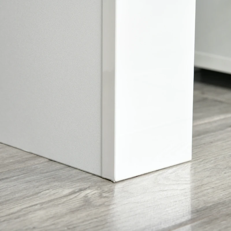 HOMCOM High Gloss TV Stand Cabinet with LED RGB Lights and Remote Control for 43"/50"/55" TV, Media TV Console Table with Storage Compartment, White