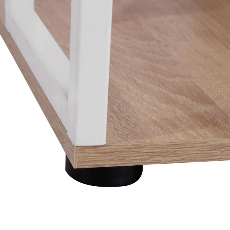 HOMCOM Escritorio con Estantería Librería Mesa de Ordenador PC con Superficie de 110 cm 2 Cajones y Múltiples Estantes para Oficina Estudio Despacho 133x55x123 cm Roble