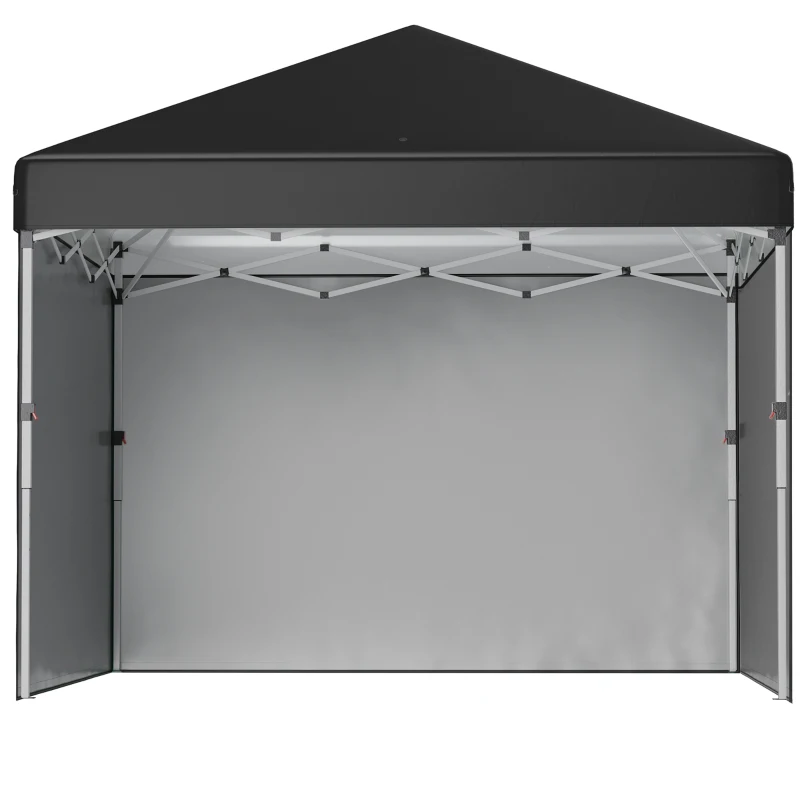 Outsunny 3 x 3 (M) Pop Up Gazebo Event Shelter, Height Adjustable Party Tent with 3 Sidewalls, Weight Bags and Wheeled Bag