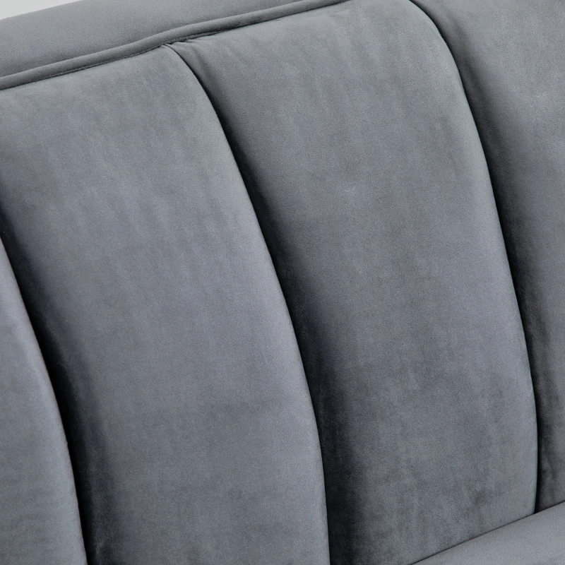 HOMCOM Canapé 3 Places Style Art Déco piètement Acier doré revêtement Velours Gris