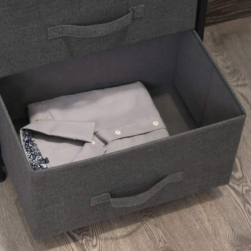 HOMCOM Lot de 2 commodes en Tissu Meuble de Rangement 11 tiroirs chiffonnier Cadre en métal pour chambre salon entrée bureau