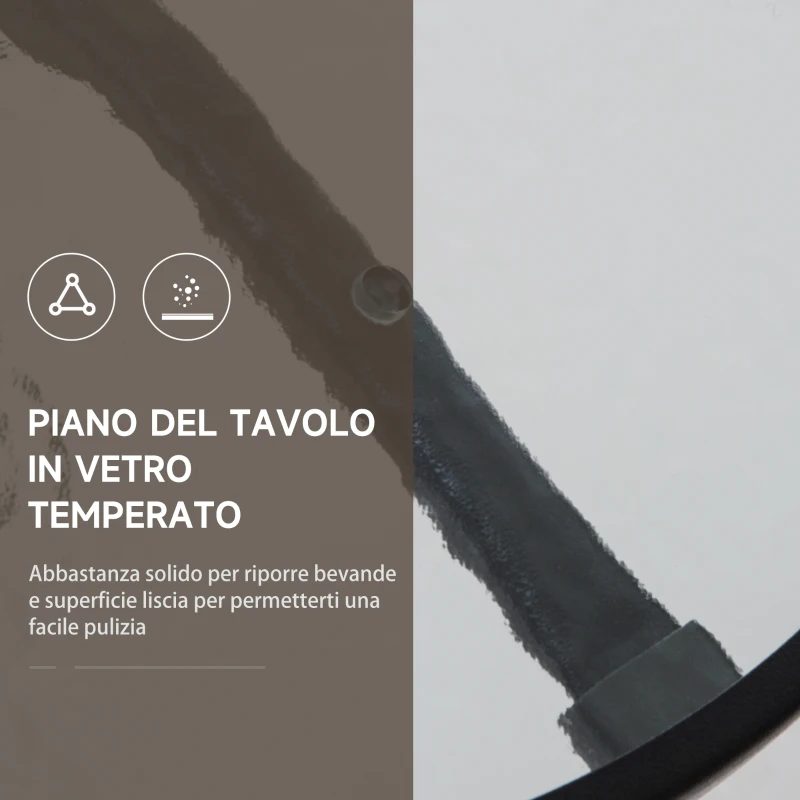 Outsunny Tavolino con 2 Sedie Set Mobili 3pz Pieghevole Regolabile Esterno Textilene Marrone