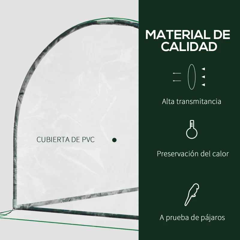 Outsunny Invernadero de Exterior 200x100x80 cm con Marco de Acero y Cubierta de PVC para Cultivo de Plantas Tomates Transparente