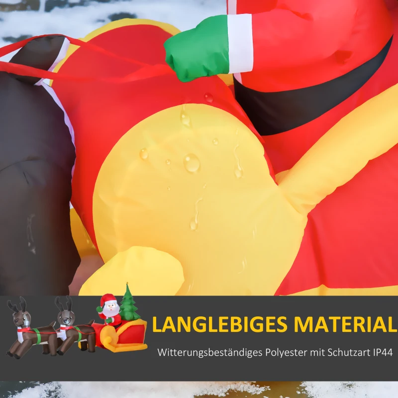 HOMCOM Aufblasbarer Weihnachtsmann Outdoor Weihnachtsdekoration, 2 m, Santa Claus, inklusive Gebläse, Mehrfarbig