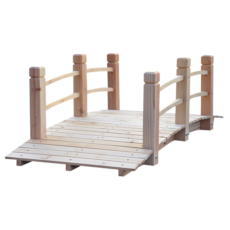 Outsunny Pont de Jardin - Pont de Bassin - passerelle en Bois avec Balustrade - Décoration du Jardin dim. 152,5L x 67l x 48H cm - Bois de Sapin
