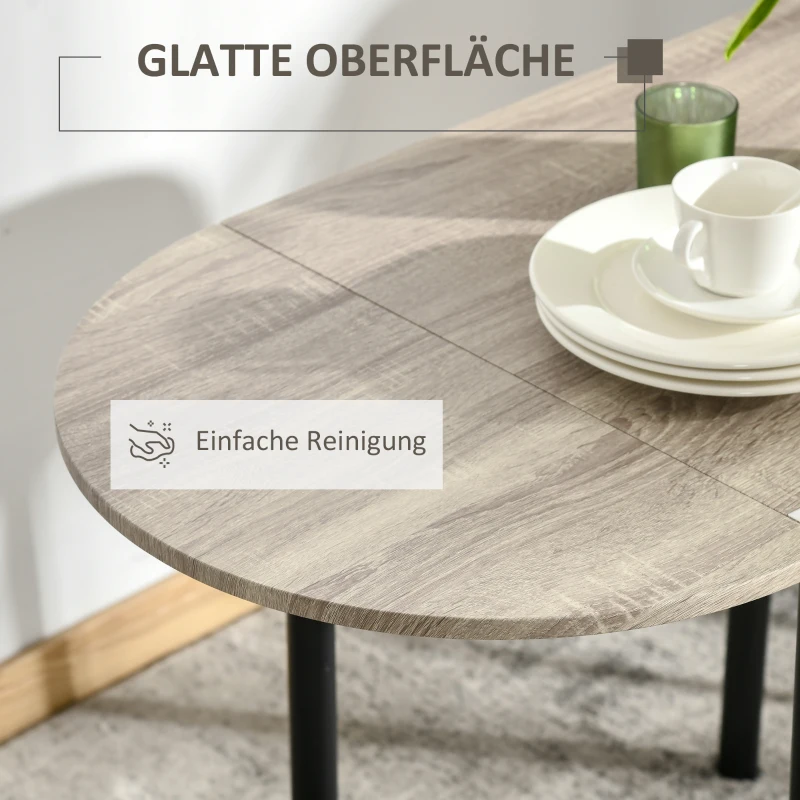 HOMCOM 3-teilige Sitzgruppe, ovaler Tisch mit zwei Stühlen 120 x 60 x 75 cm, Schwarz + Natur