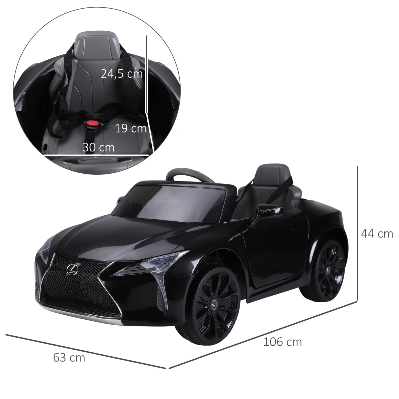 HOMCOM Kinderauto von Lexus Kinderfahrzeug für 3-6 Jahre Elektroauto mit MP3 Musik Schwarz 106 x 43 x 44 cm