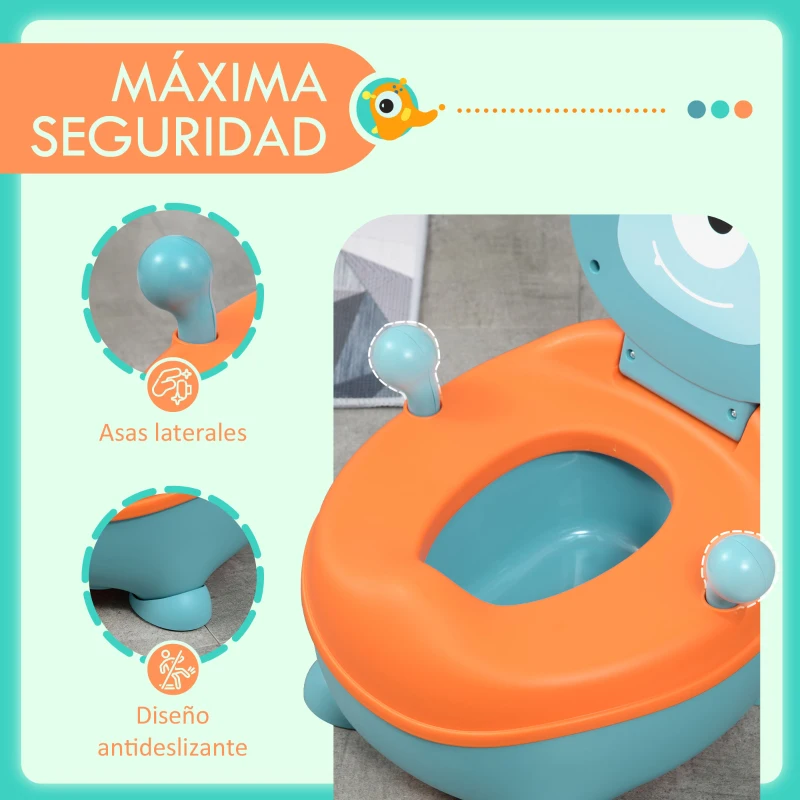 ZONEKIZ Orinal para Bebé de 6-36 Meses Orinal Infantil en Forma de Alien Tapa Estructura Antideslizante 35,6x35,7x22,2 cm Azul