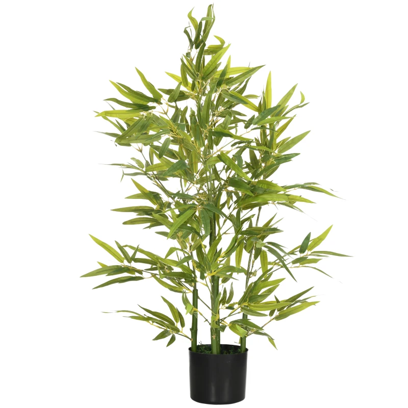 HOMCOM Bambú Artificial 90 cm con Maceta y Cañas Realistas Árbol Sintético Interior para Decoración de Hogar Ø15x90 cm Verde
