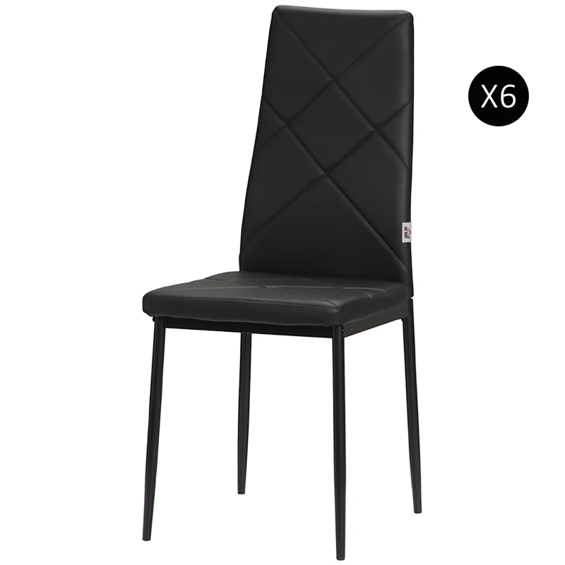HOMCOM Set di 6 Sedie da Pranzo Moderne con Schienale Alto in Finta Pelle e Acciaio, 41x50x97 cm, Nero