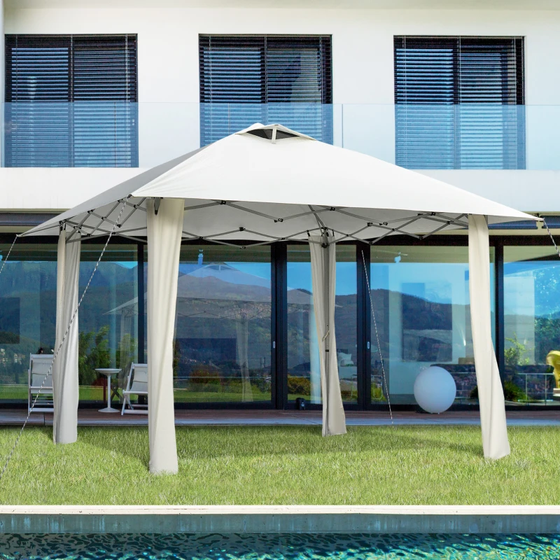 Outsunny Tonnelle barnum de jardin pop-up pliant 3 x 3 m acier époxy polyester anti UV crème