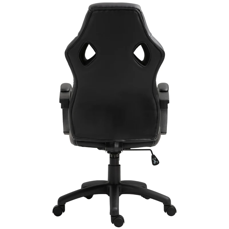 HOMCOM Silla de Oficina Silla Estudio con Función Basculante Altura Ajustable y Respaldo Alto Tapizado en Cuero PU y Malla Transpirable 71x61x108-118 cm Negro