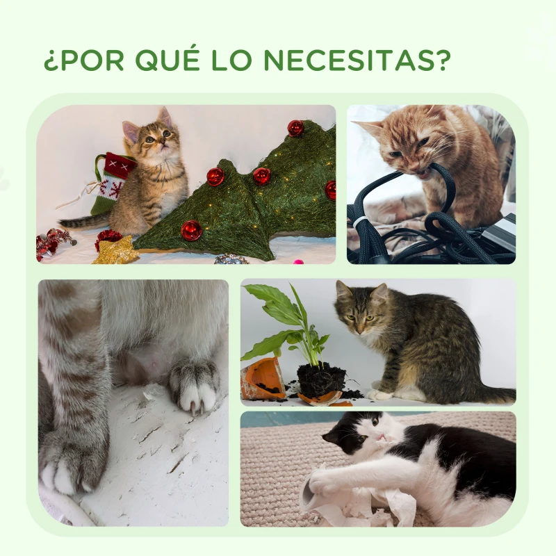 PawHut Árbol Rascador para Gatos Pequeños Altura 42 cm con Nido Bolas Colgantes y Postes de Sisal 48x38x42 cm Blanco