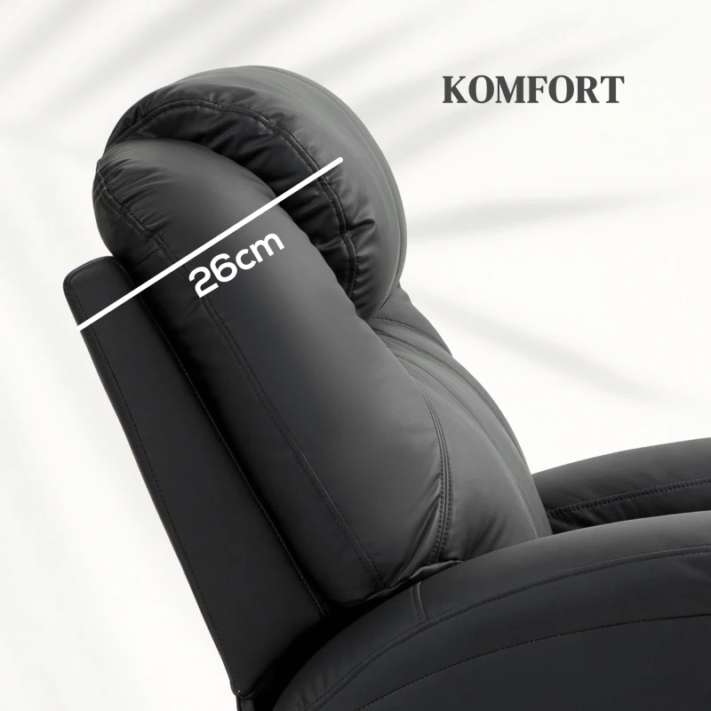 HOMCOM Relaxsessel mit Massagefunktion, neigbare Lehne, drehbar, bis 150 kg, Kunstleder, Schwarz(m-7)