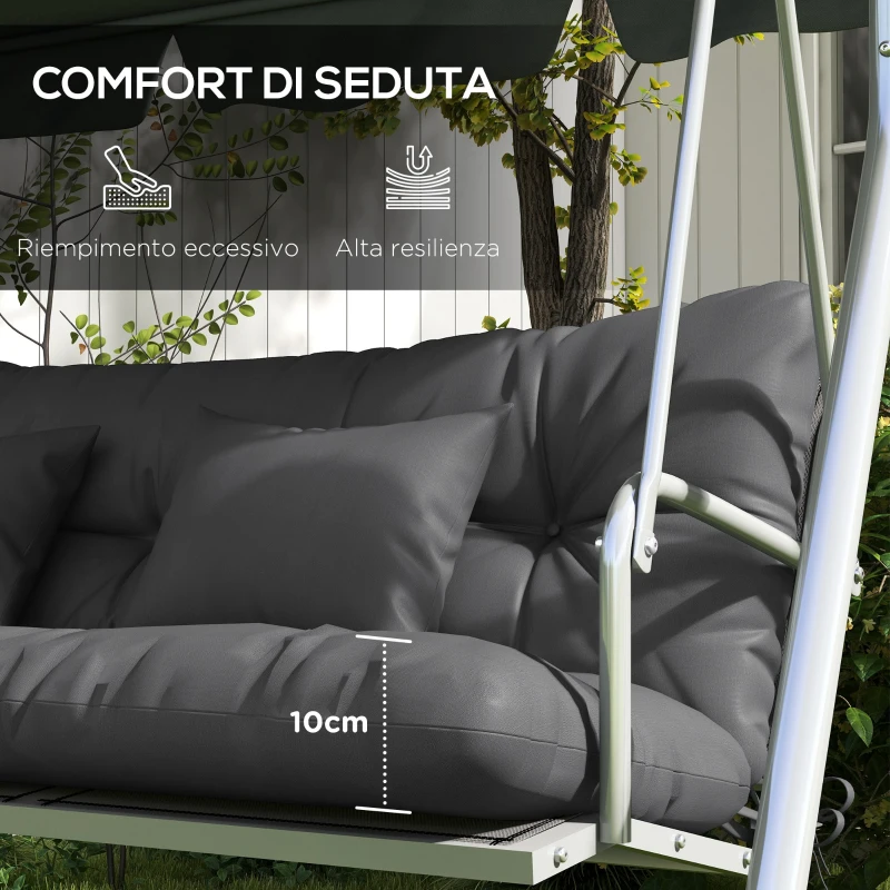 Outsunny Set 4 Cuscini da Giardino per Schienale e Seduta con Imbottitura, in Poliestere, Grigio Carbone