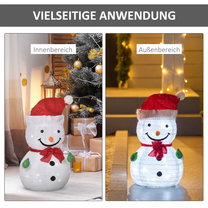 Outsunny Weihnachtsdekoration Schneemann Outdoor.Weihnachtsdeko Weihnachtslicht, inkl. LEDS, 30 cm x 30 cm x 51 cm, Rot+Weiß