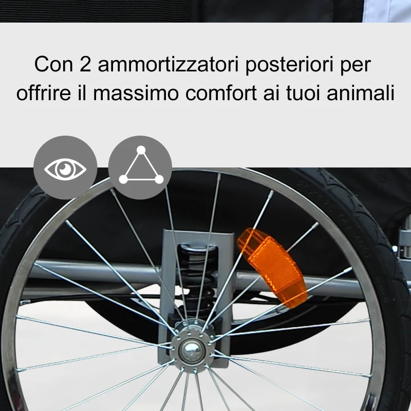 PawHut Carrellino Rimorchio per Cani da Bicicletta, Bianco e Nero