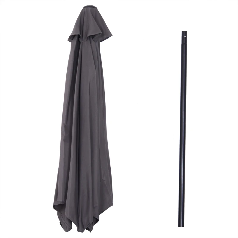 Outsunny Knickschirm Sonnenschirm Gartenschirm Marktschirm mit Handkurbel Alu 180/㎡ Polyester Dunkelgrau ∅2,6 x 2,35 m