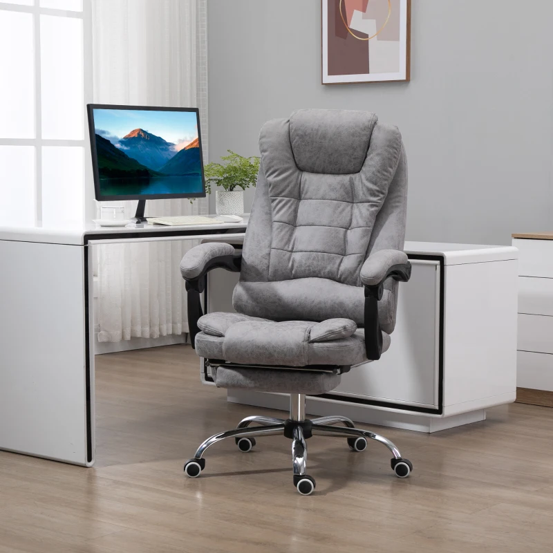 Vinsetto Fauteuil de bureau direction massant chauffant hauteur réglable dossier inclinable toile de microfibre gris(m-2)