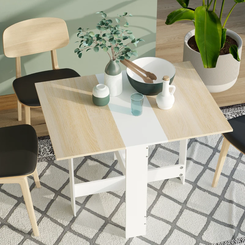 HOMCOM Mesa Plegable de Comedor Mesa Auxiliar de Cocina con Alas Abatibles Ahorra Espacio Diseño Moderno 103x76x73,5cm Madera