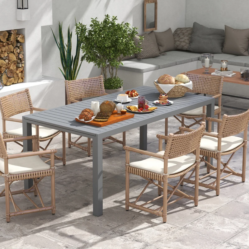 Outsunny Table de jardin extensible en aluminium rectangulaire 6 - 8 personnes, dim. 180/240L x 94l x 73H cm, gris