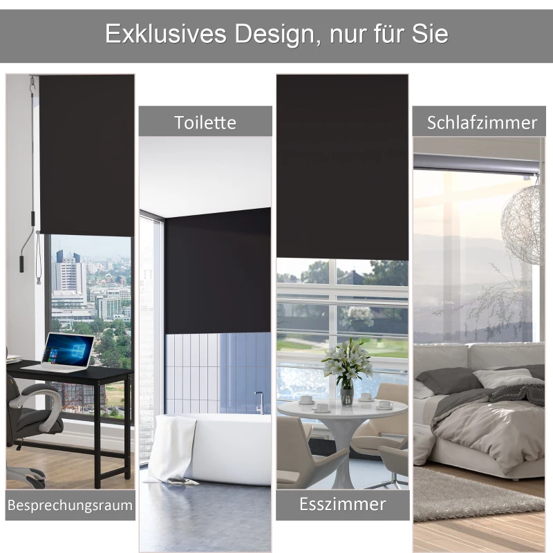 Outsunny Senkrechtmarkise Balkonmarkise Vertikalmarkise Windschutz Seitenrollo Sichtschutz mit Handkurbel Polyesterstoff+Aluminium Dunkelgrau 140 x 100 cm