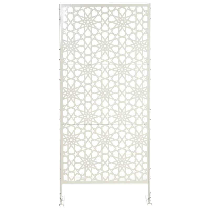 Outsunny Panneau brise vue décoratif extérieur blanc à motif en métal - 92 x 45 x 198 cm