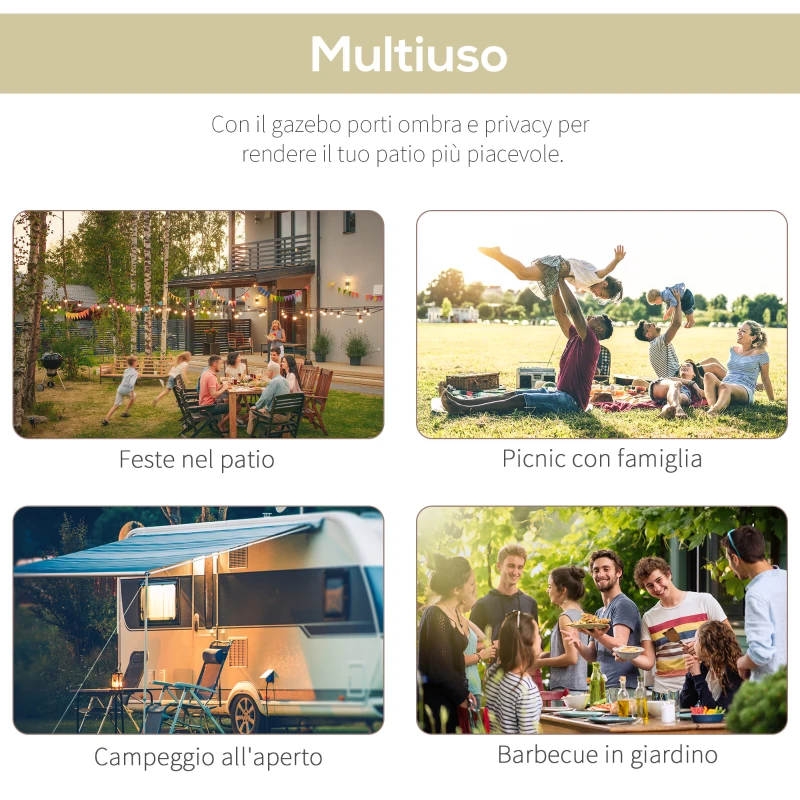 Outsunny Gazebo Pergola da Giardino con Copertura in Tessuto Anti UV e Acciaio, 3x2.5m, Beige
