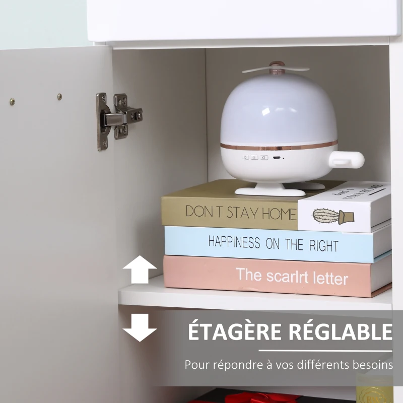 kleankin Meuble sur pied Colonne Bas de Salle de Bain Placard Porte avec étagère tiroir Coulissant en Bois Blanc