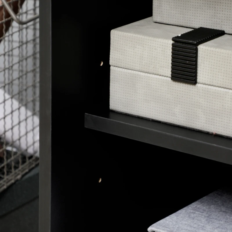 HOMCOM Rolling Metal Filing Cabinet, Industrial Mobile Storage Cabinet with Adjustable Shelf and Wheels for Home Office Living Room, Black