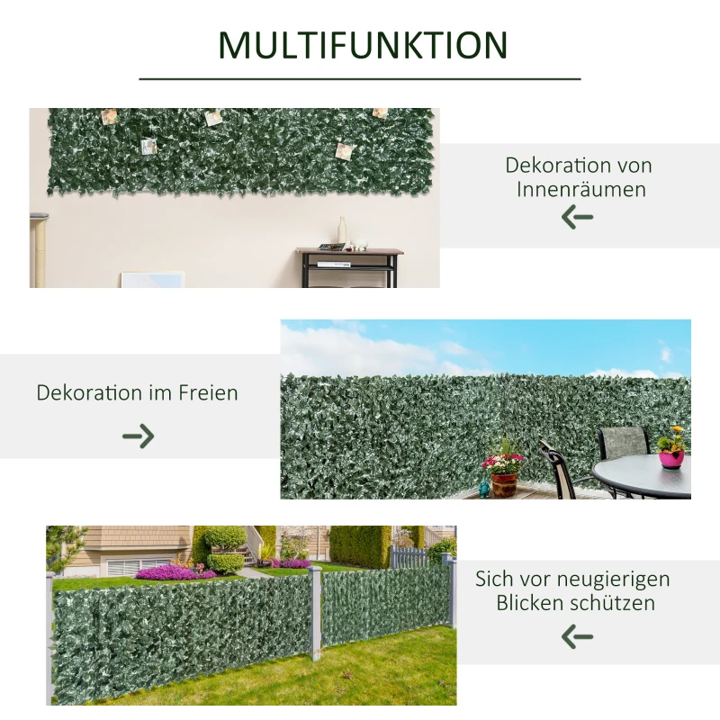 Outsunny Kunsthecke Kunstpflanze, Kletterpfanze künstliche, 240cm x 100cm. Grün