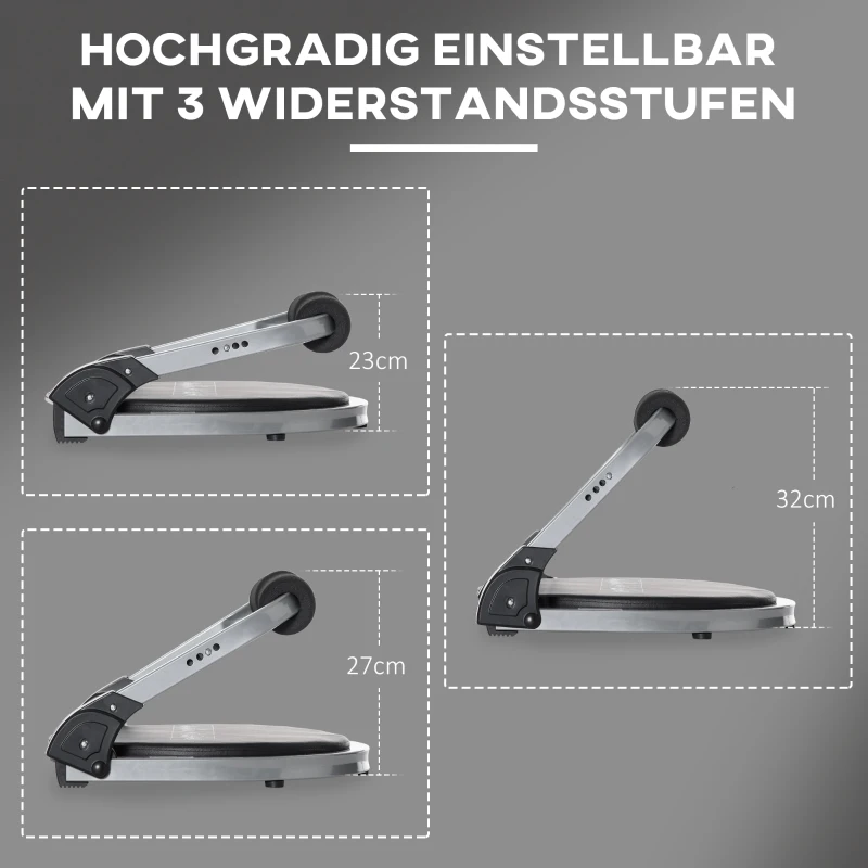 HOMCOM Bauchtrainer, multifunktional, 3 Widerstände, klappbar, leicht gebaut, Stahlrahmen, schwarz, 55 x 42 x 11-32cm