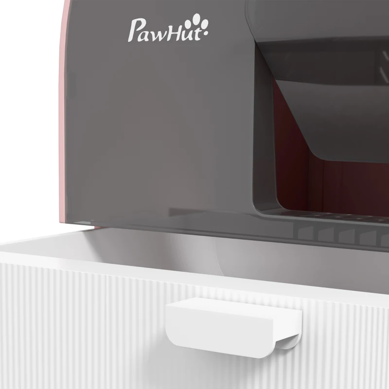 PawHut Katzentoilette mit Deckel, Streuschaufel, Schmutzfangmatte, Kunststoff, Rosa/Schwarz