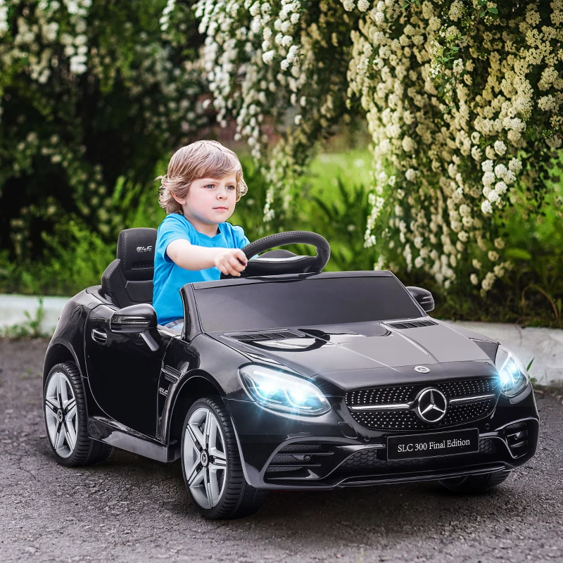 AIYAPLAY Voiture électrique enfants licence Mercedes SLC 300 12V V. Max. 5 Km/h effets sonores lumineux télécommande noir(m-2)