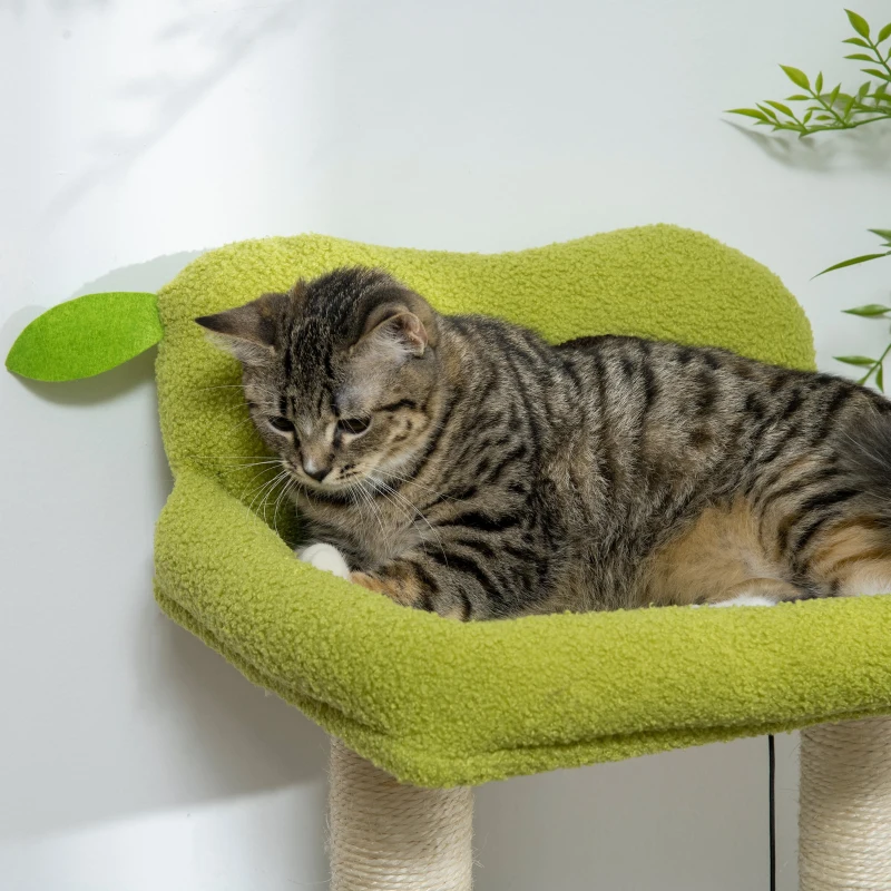 PawHut Árbol Rascador para Gatos con Cama en Forma de Aguacate Plataforma Postes de Sisal y Bola Colgante Ø44x83cm Verde