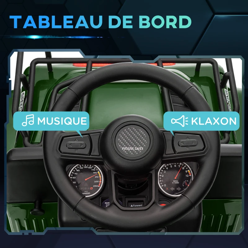 HOMCOM Voiture 4x4 électrique pour enfant avec coffre vitesse 3 km/h phares klaxon musique 3-5 ans(m-5)