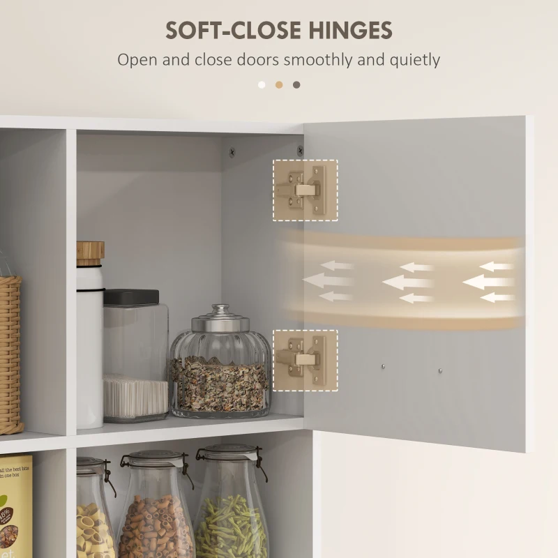 HOMCOM Dulap Înalt pentru Bucătărie cu Sertar, 4 Dulapuri și 3 Spații Deschise, 80x35x180 cm, Alb