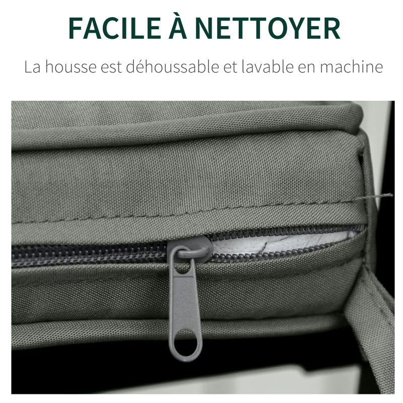 Outsunny Coussins de Banc de Jardin déhoussables - Coussins balancelle - Lot de 2 - dim. 120L x 50l cm - Rembourrage 5 cm - Cordons d'attache - Polyester Gris