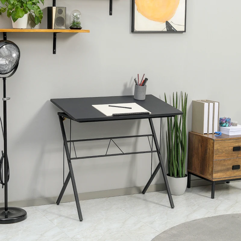 Vinsetto Height Adjustable Drawing Table with Tiltable Tabletop, Multifunction Drafting Table for Artist, Study Desk for Home Office, Black