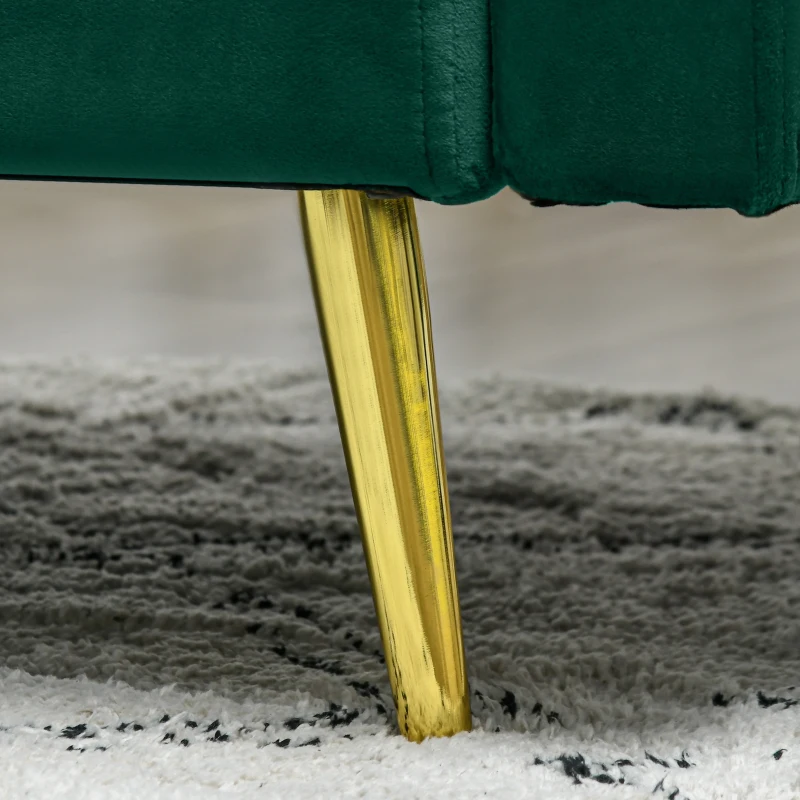 HOMCOM Divano Letto Clic Clac con Schienale Regolabile e 2 Cuscini, in Tessuto Effetto Velluto, 215x83x87 cm, Verde