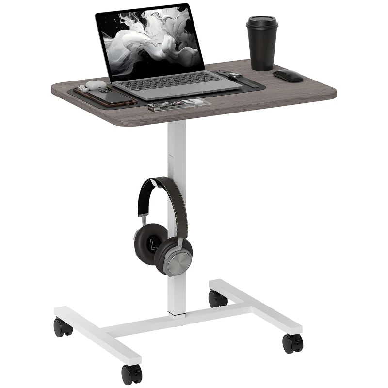 HOMCOM 75-115cm Manual Adjustable Sit-To-Stand Desk - White/Grey